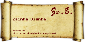 Zsinka Bianka névjegykártya